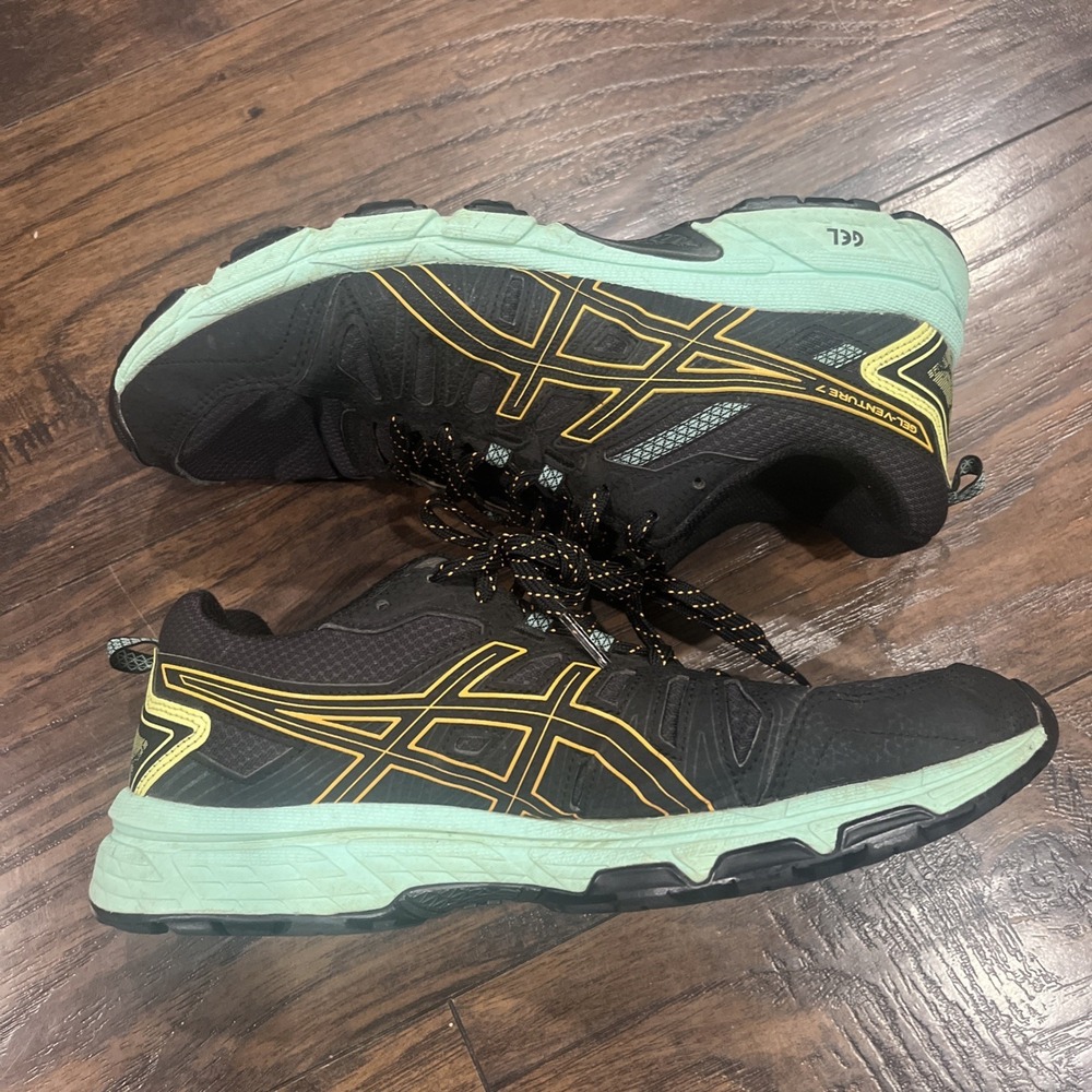 ASICS Gel Venture 7 Womens Running Hiking Shoes Black Orange Mint Women's US 10 - Picture 3 of 9